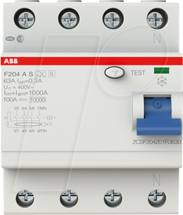 8012542784807 - 2CSF204201R3630 F204 A S-63 03 FI-Schutzschalter A 4polig 63 A 03 A 400 V