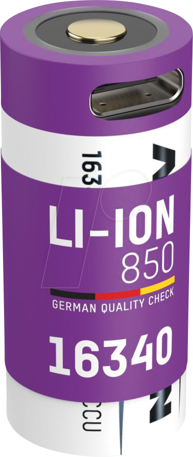 ANS 1300-0015 - Li-Ion-Akku, 16340, 3,6 V, 850 mAh, USB-C