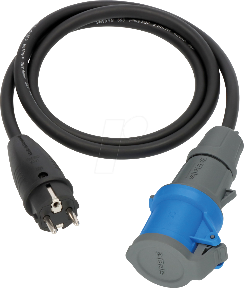 BRE 1133910025 - Camping-Adapter Schutzkontakt auf CEE, 1,5 m, schwarz, IP44