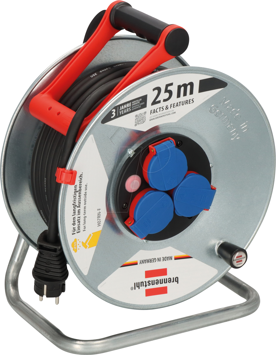 Brennenstuhl Kabeltrommel Garant S IP44 3-fach 25m H07RN-F 3G2,5 Kabel