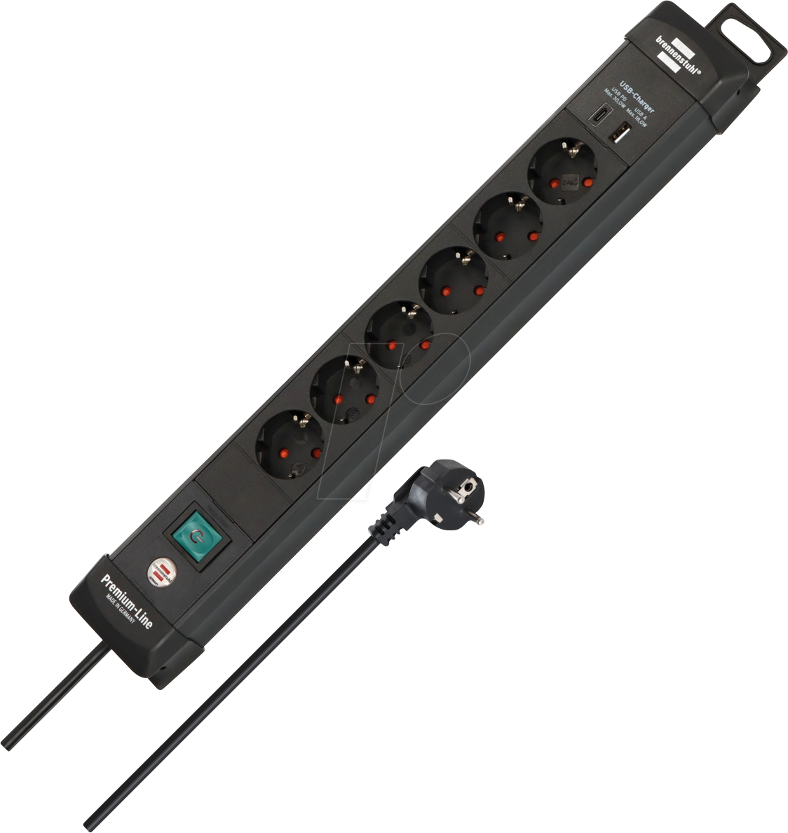 4007123694556 - BRE 1951160608 - Premium-Line Steckdosenleiste 6-fach USB 3 m Kabel schwarz