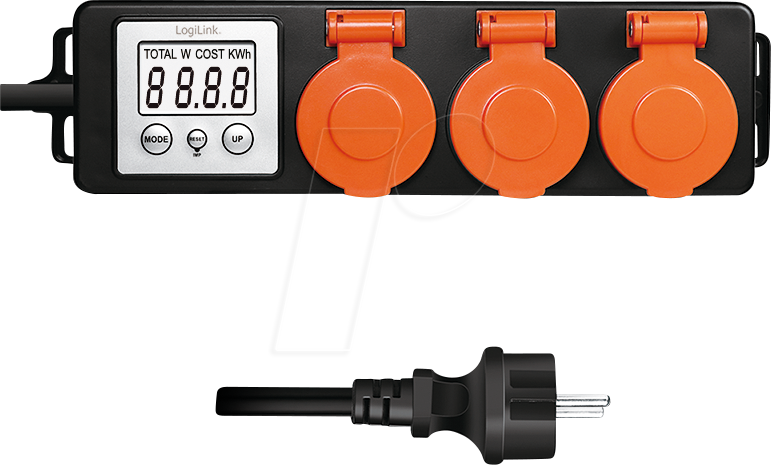 4052792075113 - LOGILINK EM0008 - Energiekostenmessgerät 3-fach 14 m digital IP44