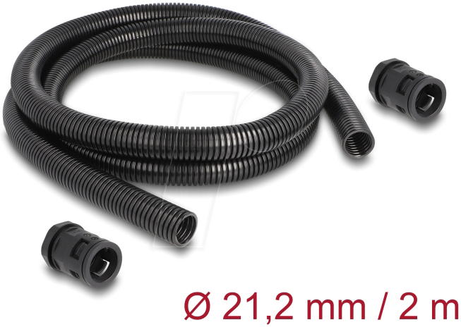 4043619604654 - DELOCK 60465 - Kabelschutzschlauch 2 m x 212 mm mit 2 x PG16 Set schwarz 4043619604654 - DELOCK 60465 - Kabelschutzschlauch 2 m x 212 mm mit 2 x PG16 Set schwarz