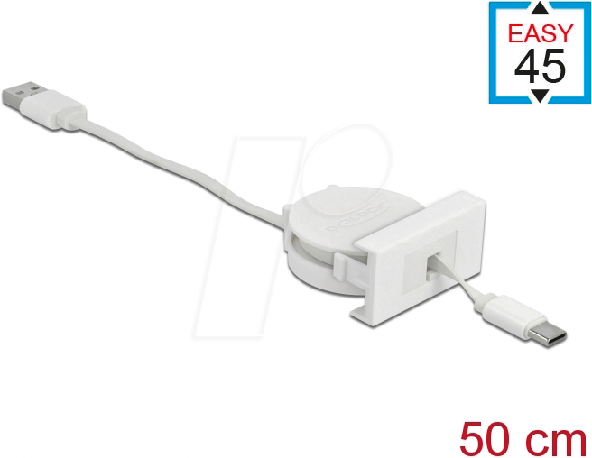 4043619813186 - ZE-KOM Easy 45 Modul USB 20 Ausrollkabel USB Typ-A zu USB Type-C weiß 81318