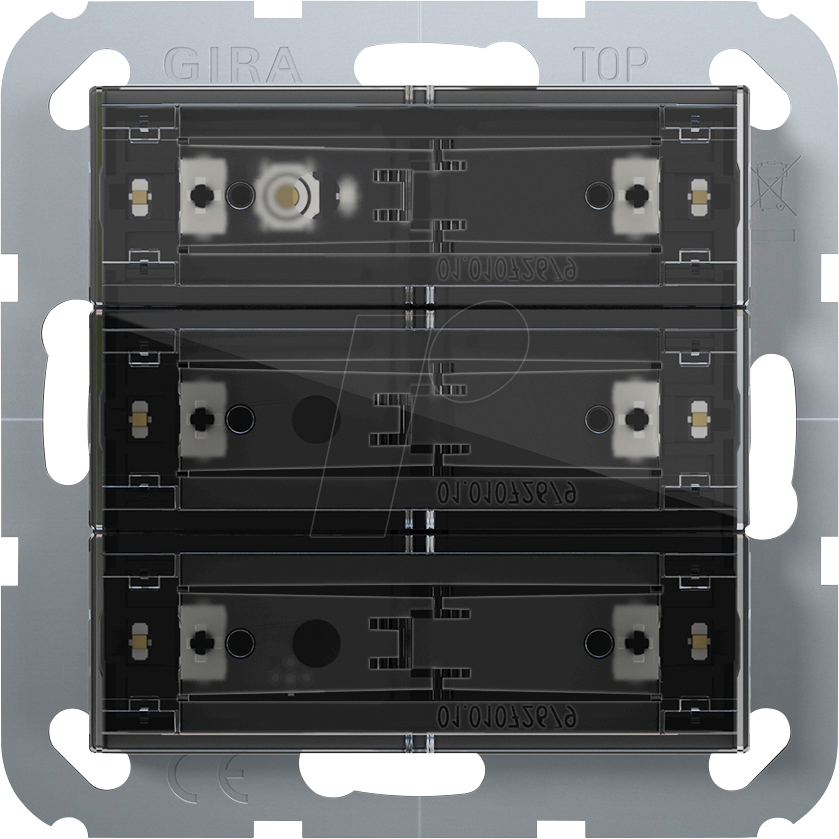 4010337110835 - Tastsensor vier Standard dreifach für KNX mit Inbetriebnahme-Wippe