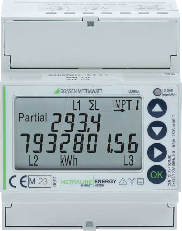 4012932134001 - Metrawatt U289A METRALINE ENERGY Drehstromzähler mit Wandleranschluss digital MID-konform Ja 1 St