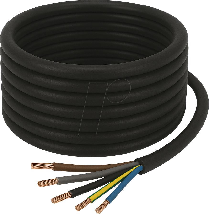 H05VV F525S 50M - PVC-Schlauchleitung H05VV-F, 5 x 2,5 mm, 50 m, schwarz
