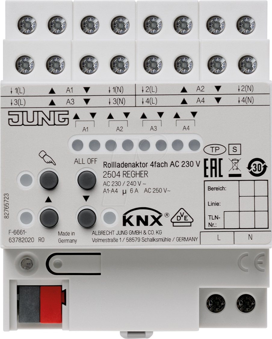 4011377020955 - JG 2504 REGHE - KNX Rollladenaktor 4-fach AC 110-230 V