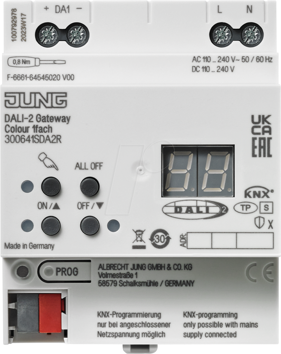 4011377207073 - JG 30064 1S DA2R - KNX DALI-2 Gateway Colour 1-fach - REG - Secure