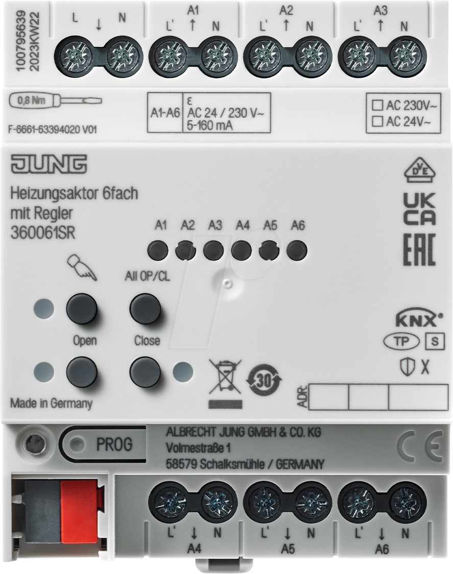 4011377322318 - JG 36006 1S R - KNX Heizungsaktor 6-fach mit Regler - Secure