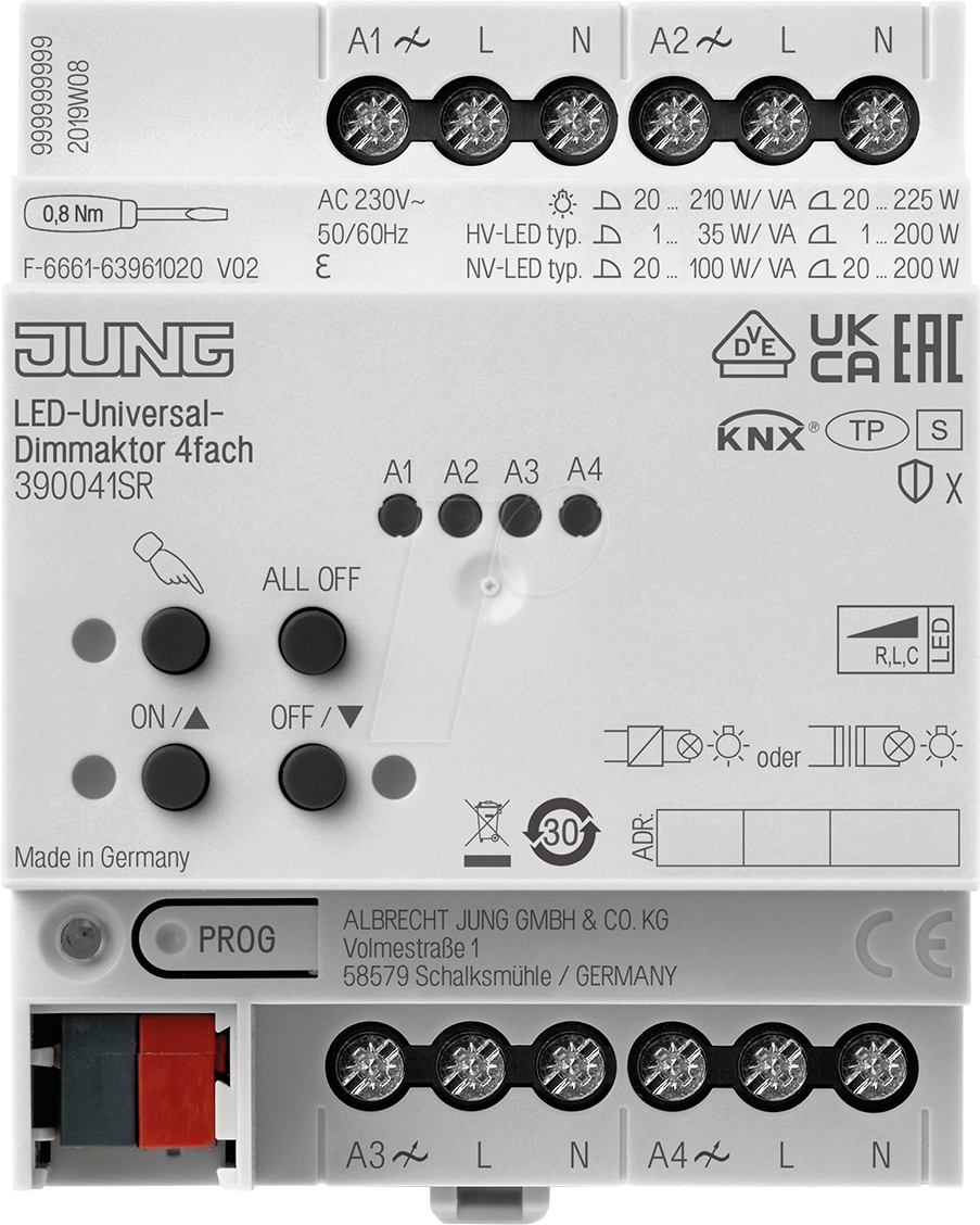 4011377179103 - JG 39004 1S R - KNX LED-Universal-Dimmaktor 4-fach Secure