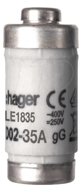 3250614124075 - HAGER LE1835 - Sicherungseinsatz D02 E18 35A 400V gG mit Kennmelder 3250614124075 - HAGER LE1835 - Sicherungseinsatz D02 E18 35A 400V gG mit Kennmelder