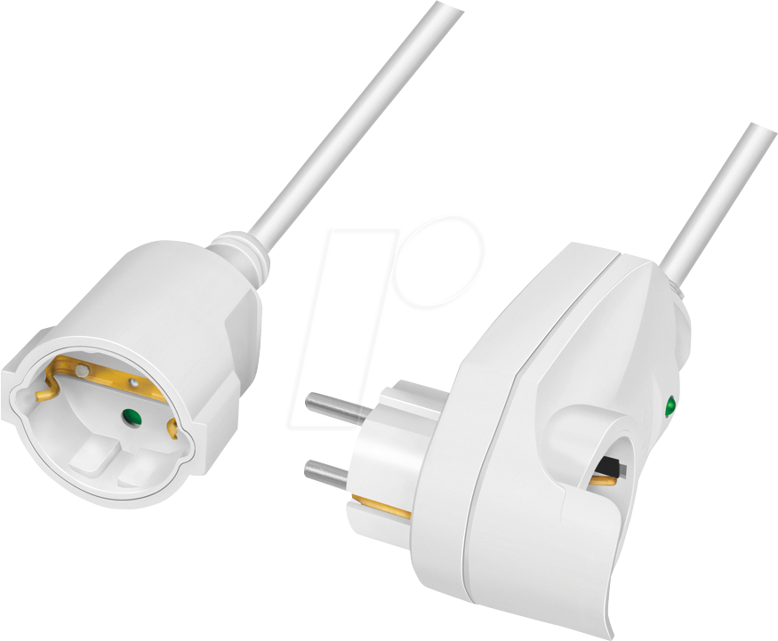 LOGILINK LPS275 - Netzkabelverlängerung, 3 m, Durchgangsstecker, weiß