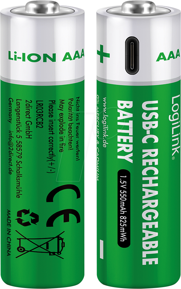 4052792077186 - LOGI LR03RCB2 - Li-Ion Akku AAA (Micro) 550 mAh 15 V  2er-Pack