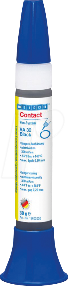 4024596024529 - WEICON 12603030 - Cyanacrylat Kleber Contact VA 30 Black 30 g gummigefüllt