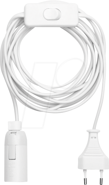 4251351806803 - LM 9801W - Lampenfassung E14 mit Schalter 35m Kabel Stecker weiß 4251351806803 - LM 9801W - Lampenfassung E14 mit Schalter 35m Kabel Stecker weiß