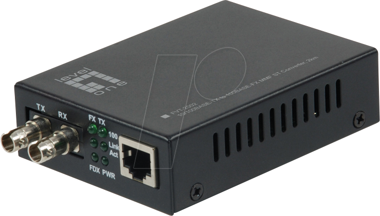 LevelOne FVT-2002 J45 to ST Fast Ethernet Media Converter Multi-Mode Fiber 1310nm 2km