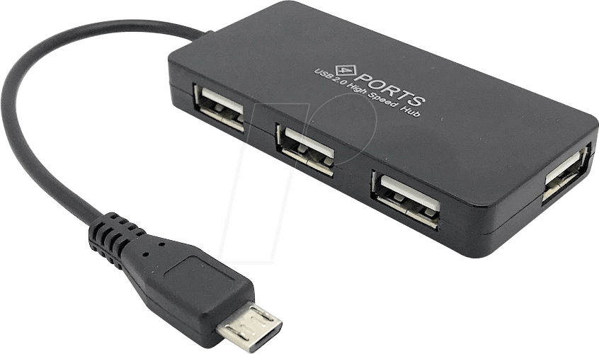 SERTRONICS 4-Port micro-USB OTG hub, black USB hubs at