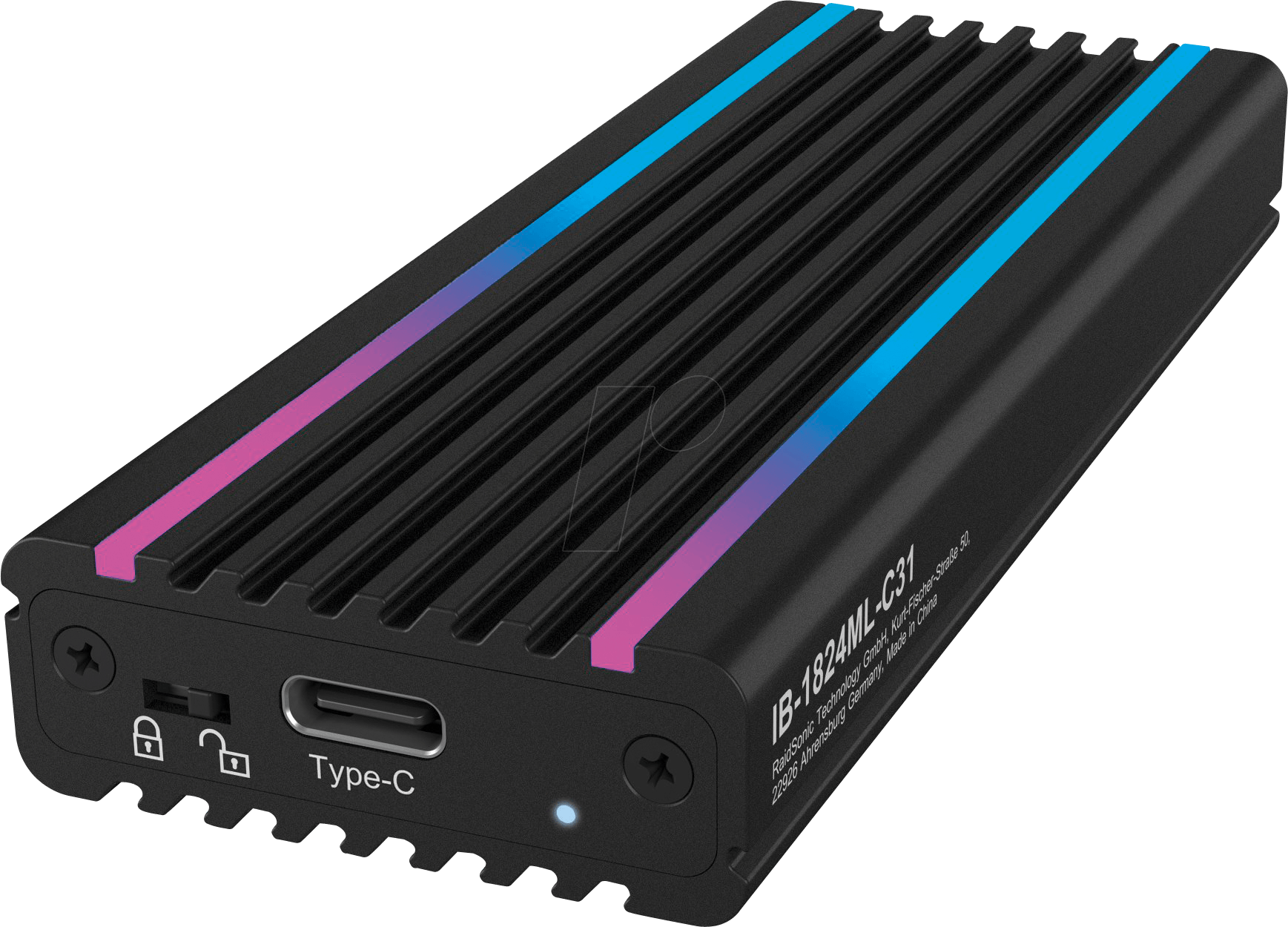 ICY IB-1824MLC31 - Externes M.2 NVMe SSD Gehäuse, USB 3.1 Typ-C - RGB
