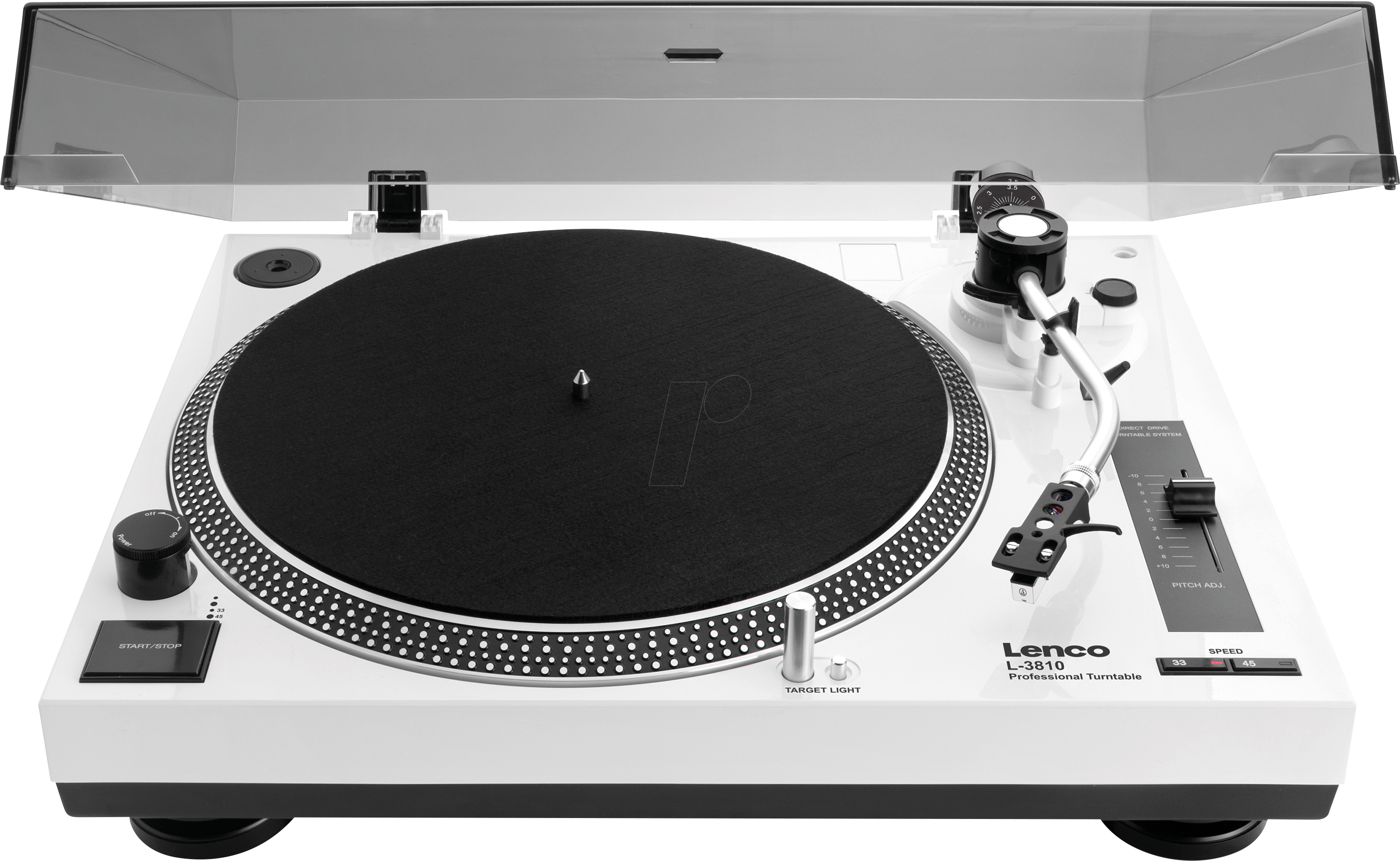 Lenco L-3810WH - Direct-drive Record Player with USB/PC encoding - White - Plattenspieler Weiß