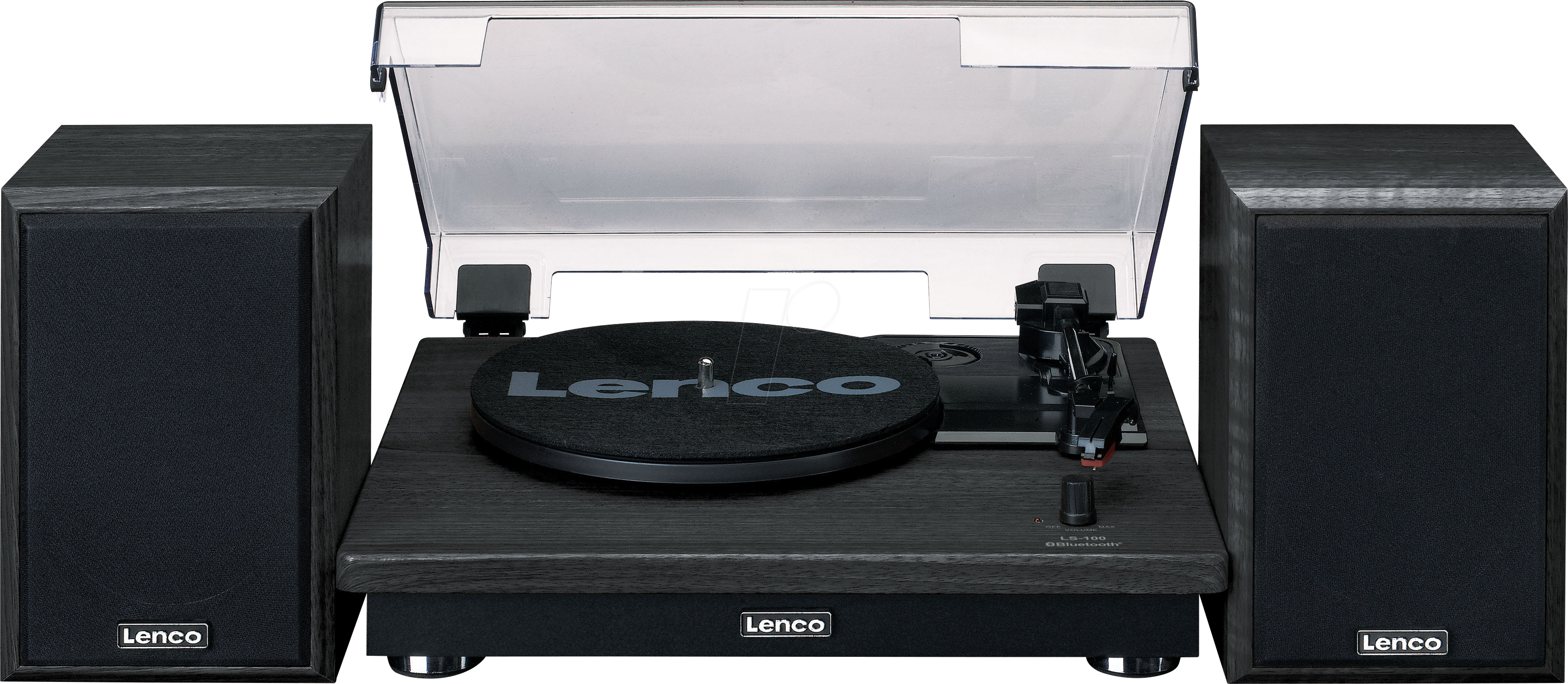 LENCO LS-100BK - Plattenspieler, Bluetooth, inkl. 2 Lautsprecher, schwarz