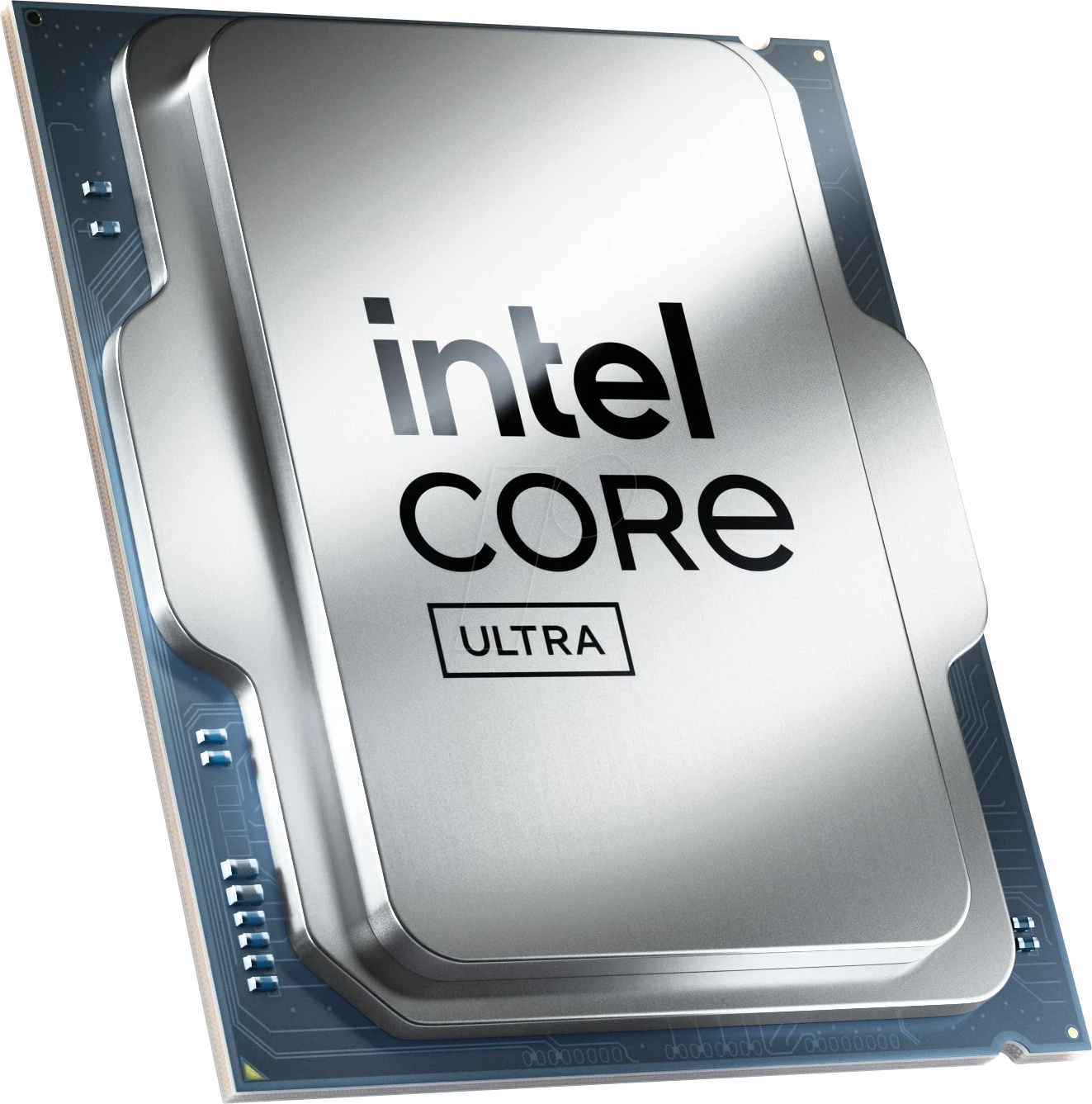 Core Ultra package illustration; verify LGA1851 support for the cooler. Close-up Intel Core Ultra processor artwork from the 265KF product gallery