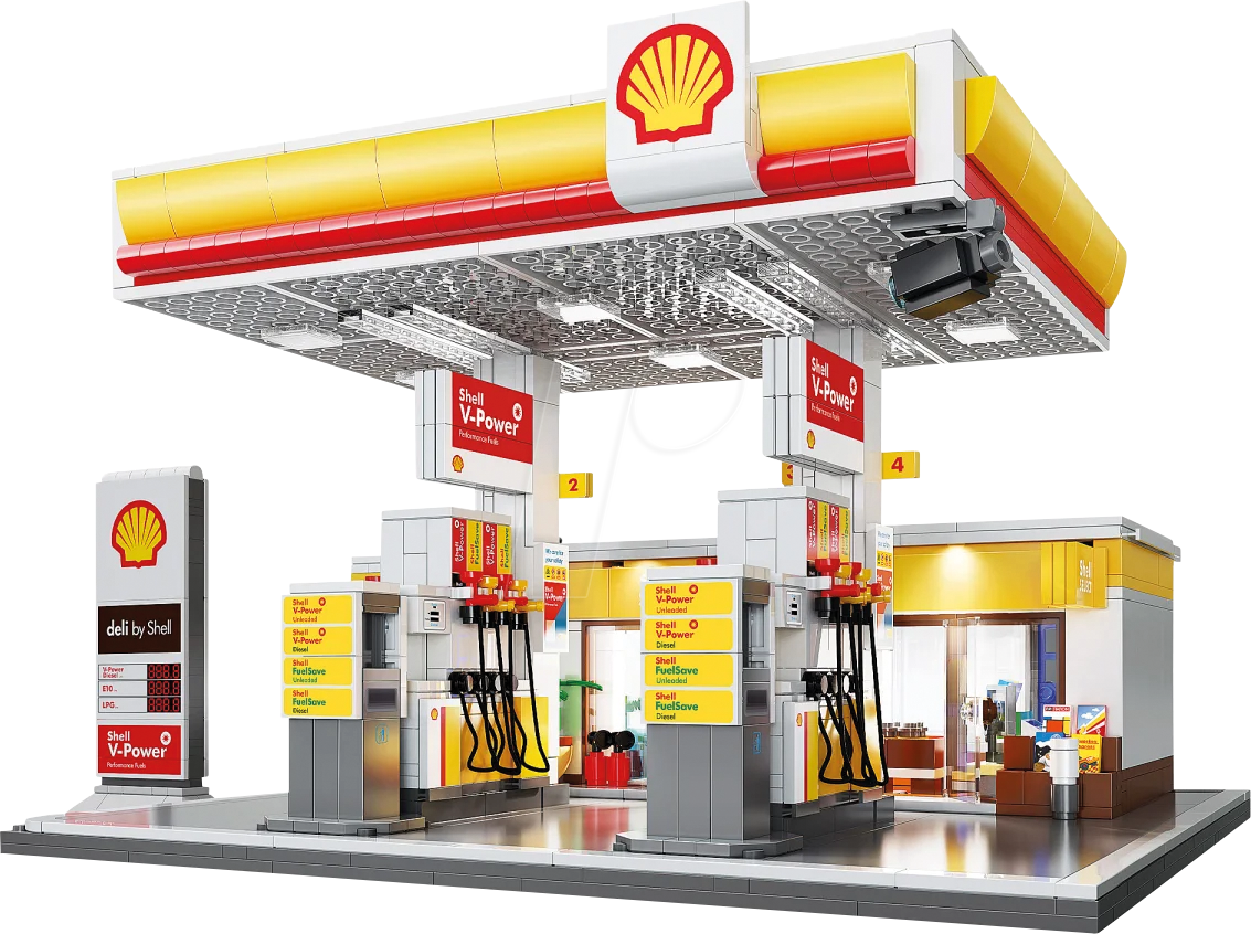 4042774474904 - 402857 - CaDA Shell Tankstelle mit Shop und Waschanlage Bricks