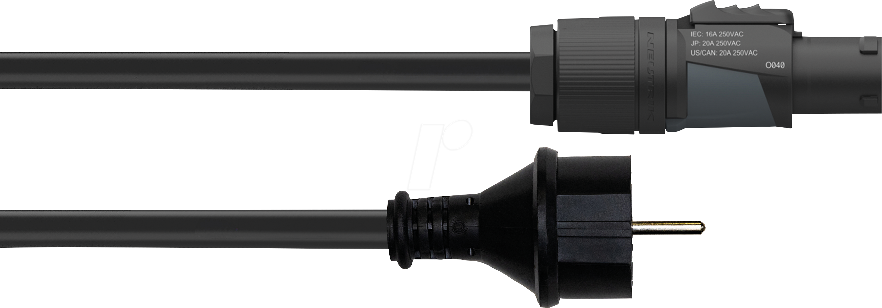 CFCA 10 S-TRUE 1-PVC Strom Anschlusskabel [1x Schutzkontakt-Stecker - 1x PowerCon-Stecker] 1000 m Schwarz