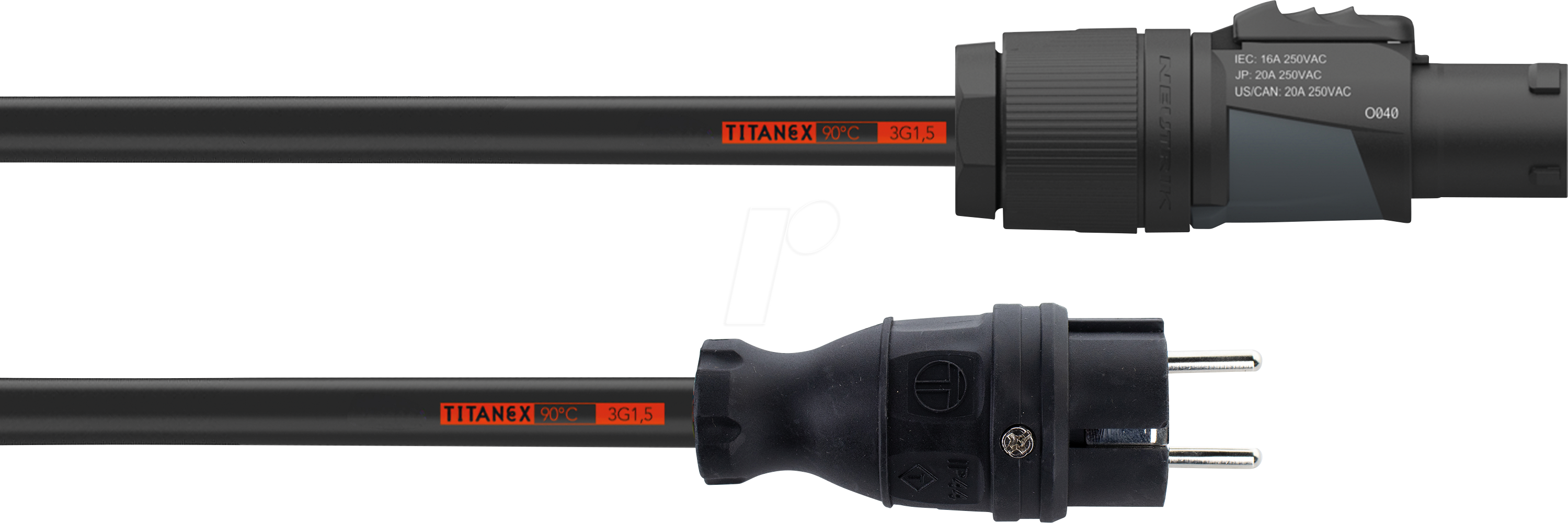 CFCA 10 S-TRUE 1 Strom Anschlusskabel [1x Schutzkontakt-Stecker - 1x PowerCon-Stecker] 1000 m Schwarz
