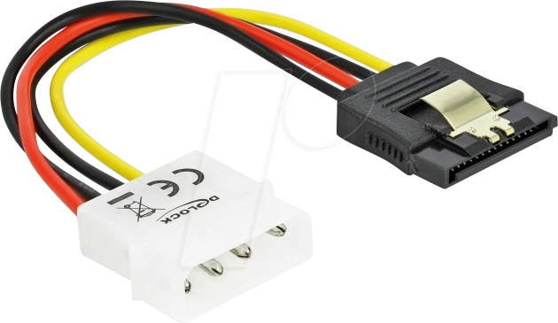 Image of DELOCK 60120 - Kabel Power SATA HDD > Molex 4 Pin Stecker mit Metall Clip - ger