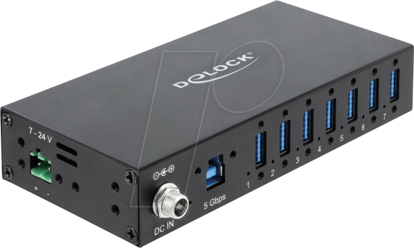 Image of DELOCK 60791 - USB 5 Gbps Industrie-Hub, 7 Port, USB-A