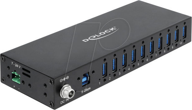 Image of DELOCK 60792 - USB 5 Gbps Industrie-Hub, 10 Port, USB-A