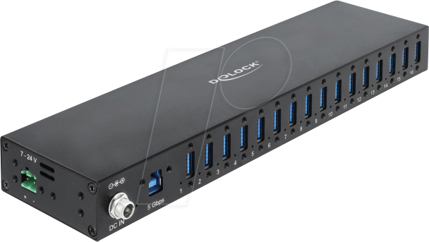 Image of DELOCK 60793 - USB 5 Gbps Industrie-Hub, 16 Port, USB-A
