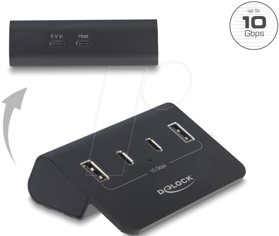 Image of DELOCK 64259 - USB 10 Gbps Hub, 4 Port, 2x USB-C, 2x USB-A Ports