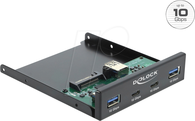 DELOCK 64369 - Front Panel 3.5'', 2 x USB-C, 2 x USB-A, USB 10 Gbps