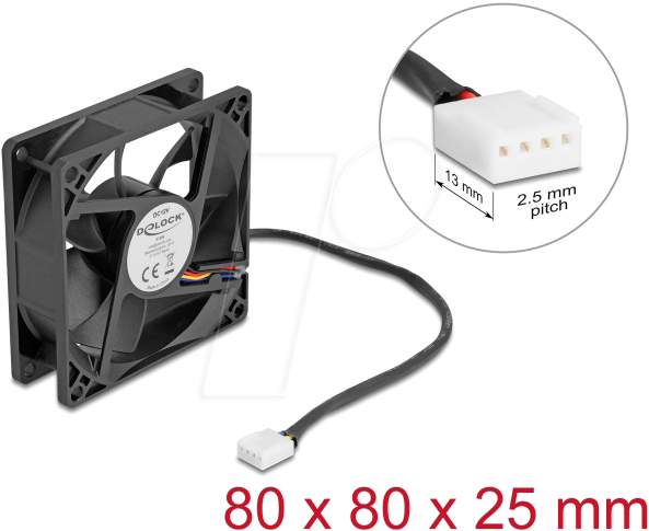 4043619672967 - DELOCK 67296 - Axiallüfter 12 V DC 80 x 80 x 25 mm schwarz 4043619672967 - DELOCK 67296 - Axiallüfter 12 V DC 80 x 80 x 25 mm schwarz