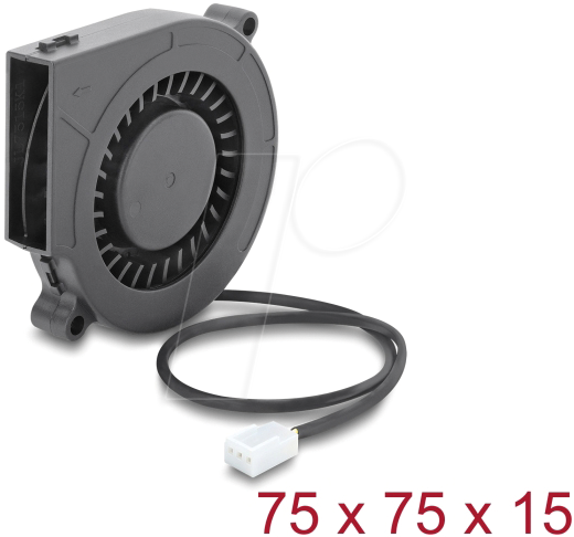 DELOCK Radiallüfter/Lüftergebläse 12V DC 75x75x15mm 3 Pin