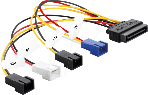 DELOCK 80656 - Stromversorgungskabel SATA 15 Pin Stecker > 4 x 2 Pin Lüfter, 20