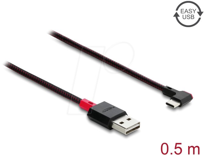 DELOCK 81545 - USB 480 Mb/s Kabel USB-A Stecker zu USB-C™ Stecker gewinkelt