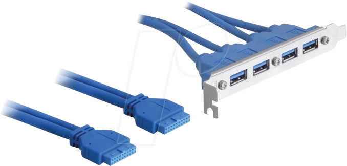 4043619829743 - DELOCK 82974 - Slotblech USB 30 Header 19 Pin 2x intern > 4x USB 30-A Buchse