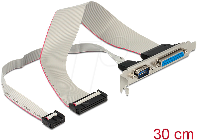 4043619834457 - Slotblende Parallel 25 Pin Header + Seriell 9 Pin Header > Parallel Buchse + Seriell Stecker