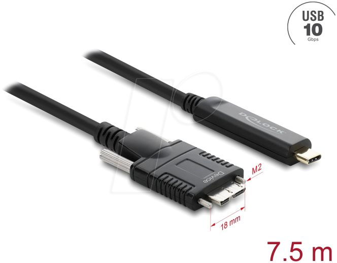 Image of DELOCK 83629 - Aktives USB 10 Gbps Kabel, C-Stecker > Micro-B Stecker, 7,50 m