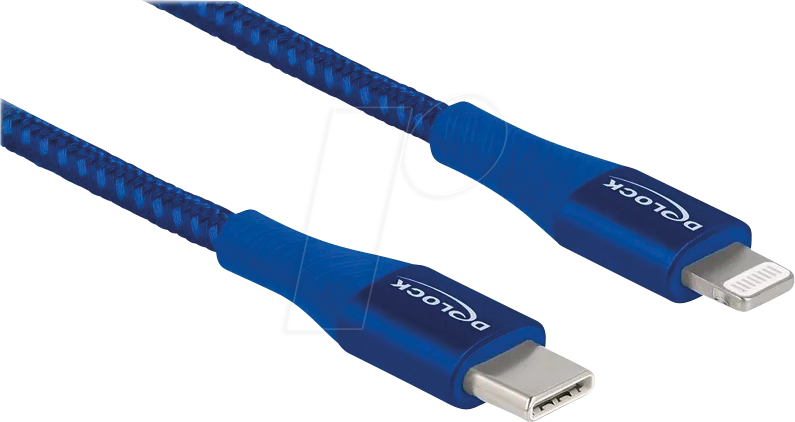 4043619854172 - Daten- und Ladekabel usb Type-C™ zu Lightning blau 2 m MFi (85417) - Delock