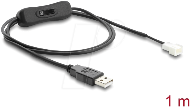 DELOCK 91233 - Lüfterkabel USB 2.0 Typ-A Stecker zu 3 Pin, 1,00m