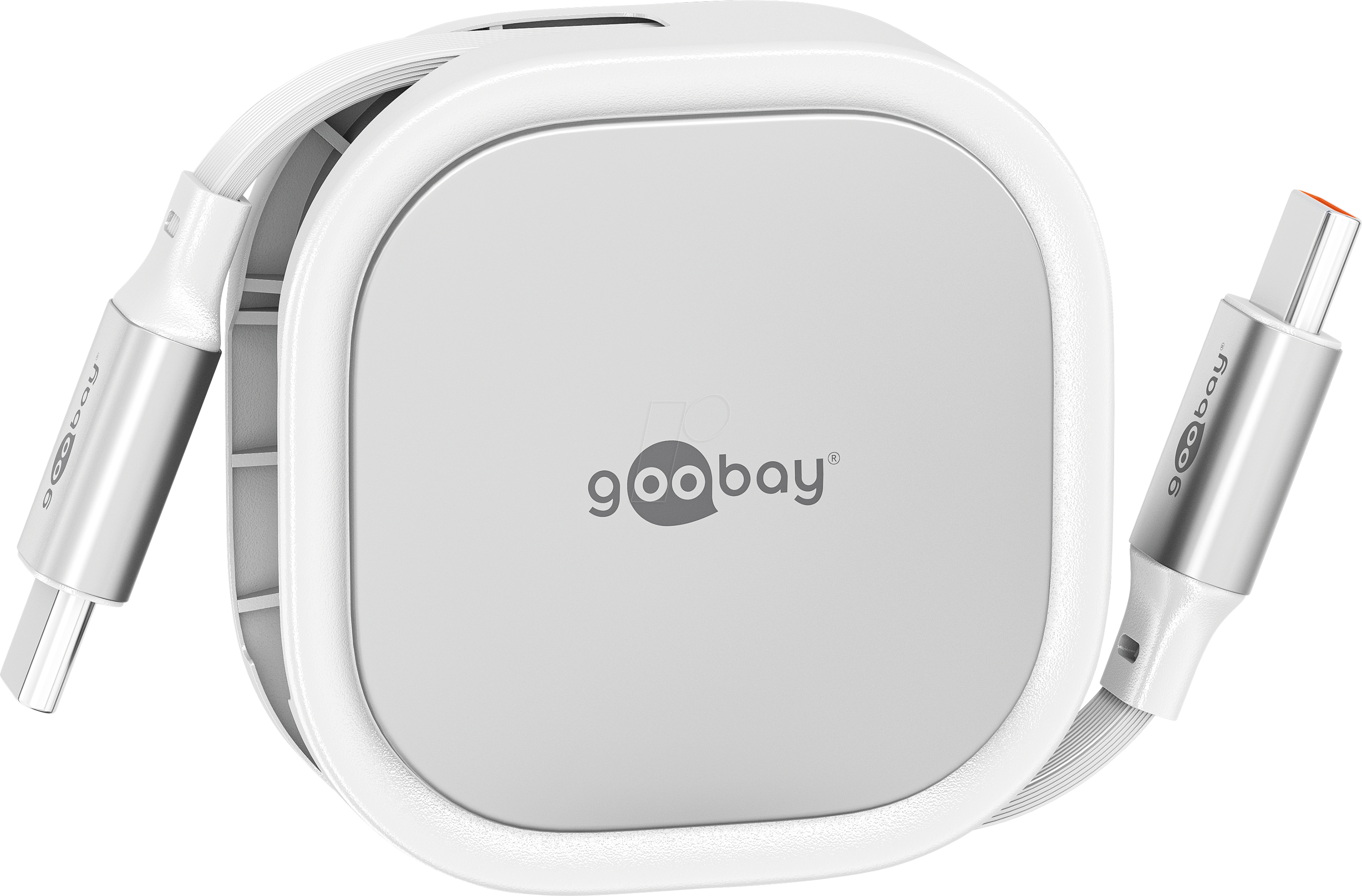4040849774256 - GOOBAY 77425 - Sync- & Ladekabel USB-C > USB-C 1 m aufrollbar weiß