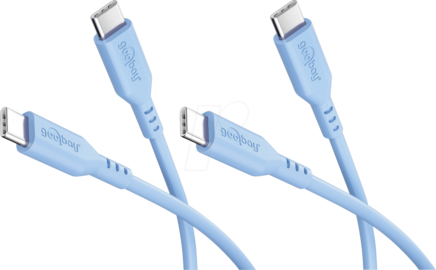 GOOBAY 81240 - Sync- & Ladekabel, USB-C, Silikon, 1,5 m, blau, 2er Set