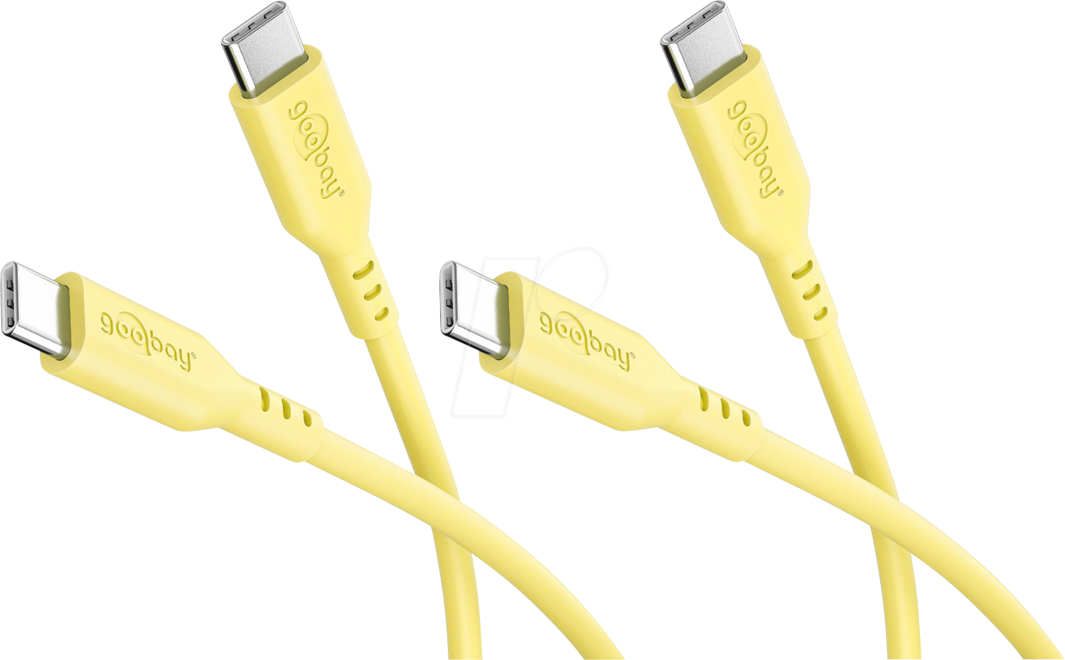GOOBAY 81243 - Sync- & Ladekabel, USB-C, Silikon, 1,5 m, gelb, 2er Set
