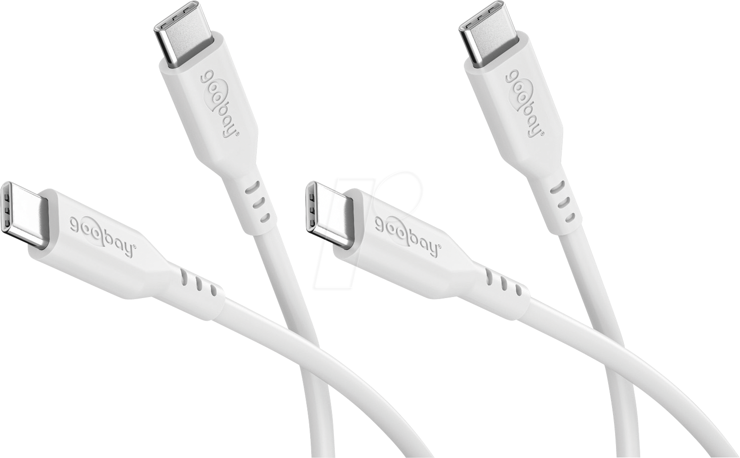 GOOBAY 81244 - Sync- & Ladekabel, USB-C, Silikon, 1,5 m, weiß, 2er Set