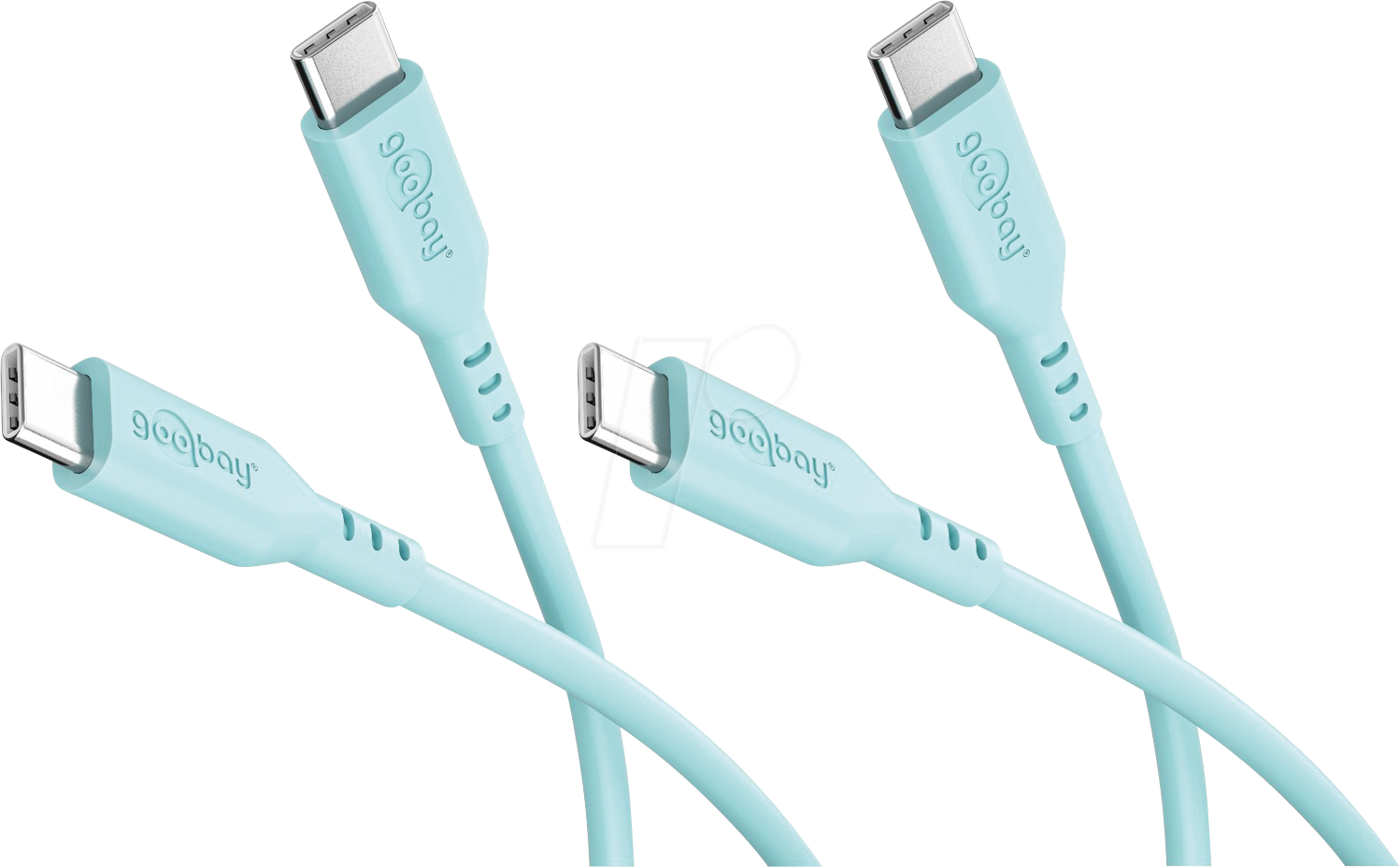 GOOBAY 81248 - Sync- & Ladekabel, USB-C, Silikon, 1,5 m, türkis, 2er Set