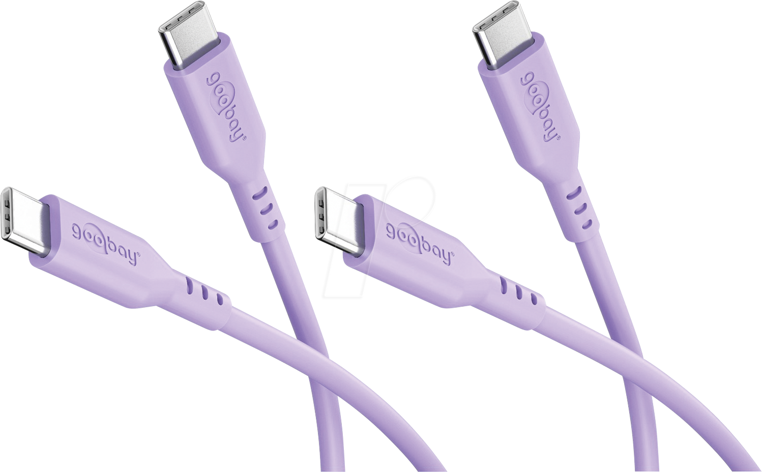 GOOBAY 81249 - Sync- & Ladekabel, USB-C, Silikon, 1,5 m, lila, 2er Set